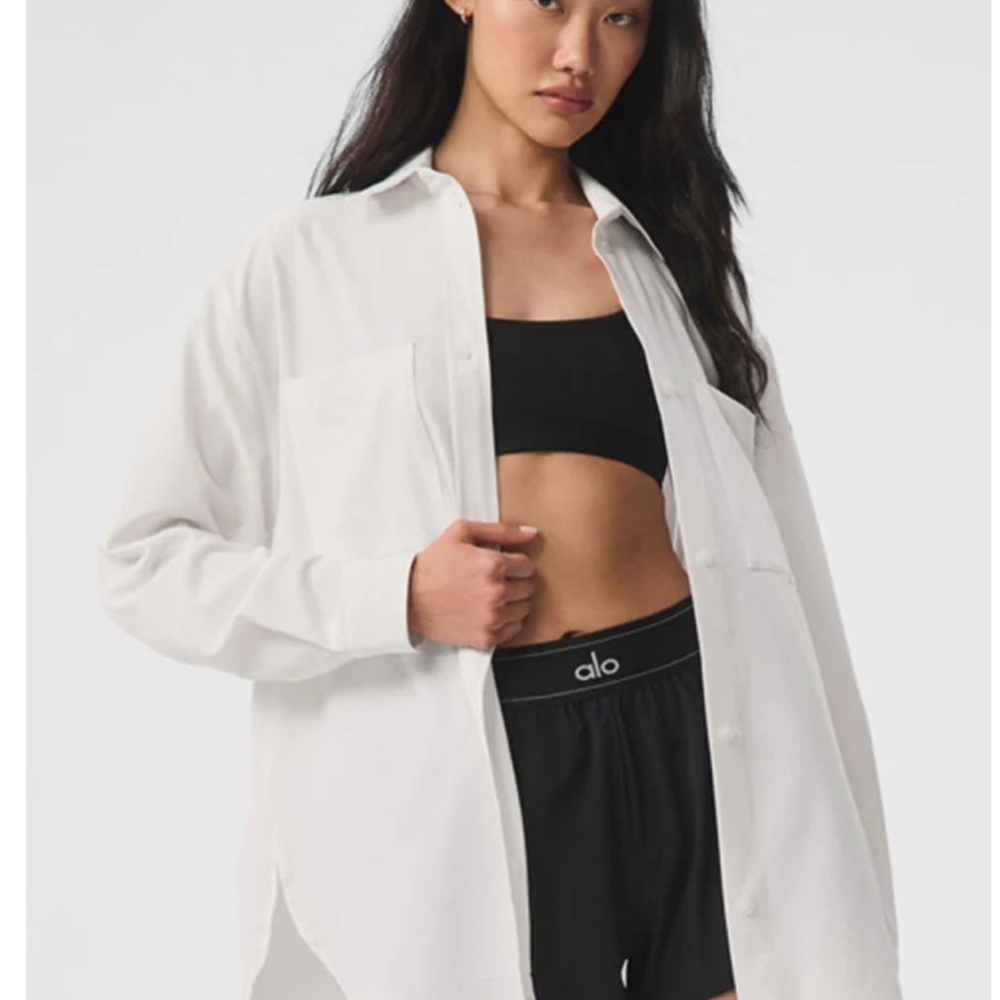 ALO Yoga White Button Down Shirt